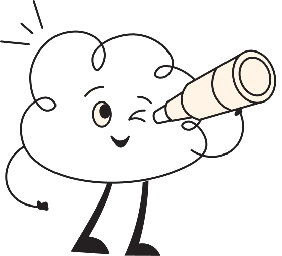 NovaQuest character looking ahead through a telescope